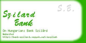 szilard bank business card
